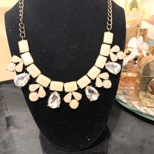 Cream Necklace with diamond and glass stones